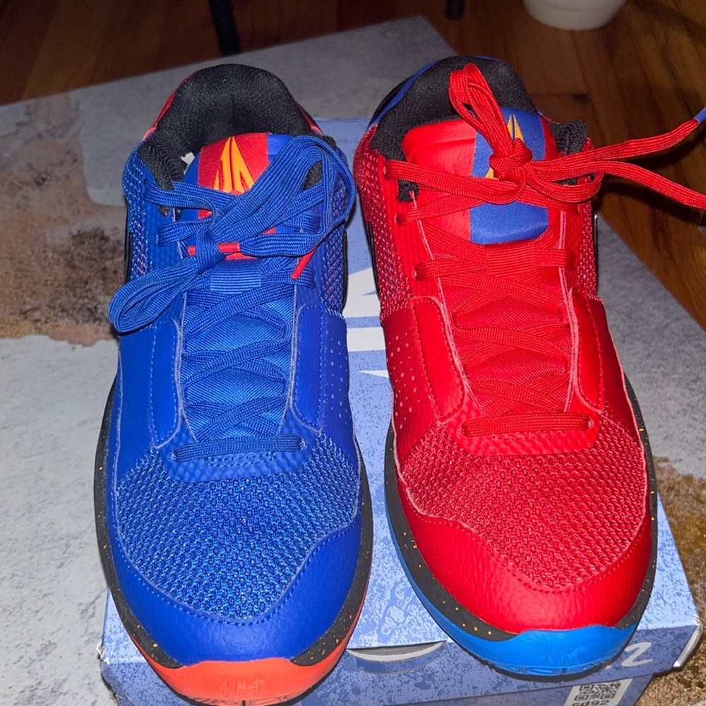 Size 8 1/2 men's red and blue and a splash of black